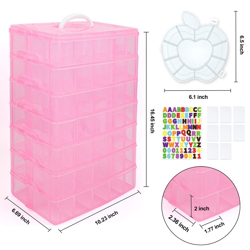 Inscraft 7 Tier Craft Storage Boxes with Compartments, 70 Adjustable Plastic Organiser Storage Boxes for Crafts, Beads, Screw, Washi Tap, Stackable Storage Sorting Box for Toys, Crafts, Art Supplies - Image 3